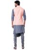 Grey Cowl Style Kurta Set With Nehru Jacket