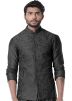 Black Cowl Style Kurta Set With Nehru Jacket
