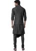 Black Cowl Style Kurta Set With Nehru Jacket
