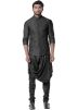 Black Cowl Style Kurta Set With Nehru Jacket