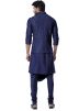 Blue Cowl Style Silk Kurta Set With Jacket