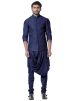 Blue Cowl Style Silk Kurta Set With Jacket