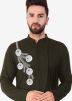 Black Embroidered Mens Kurta