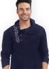 Blue Embroidered Mens Kurta