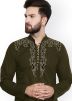 Green Embroidered Mens Kurta