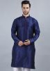 Blue Mens Kurta In Dupion Silk