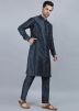 Blue Mens Kurta Pajama In Dupion Silk