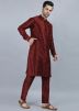 Maroon Kurta Pajama In Dupion Silk