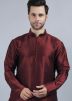 Maroon Kurta Pajama In Dupion Silk