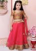 Pink Readymade Kids Lehenga Choli With Dupatta