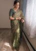 Green Heavy Border Wedding Organza Saree