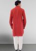 Readymade Cotton Mens Pathani Suit In Red 