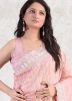 Peach Embroidered Tissue Saree