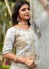 Grey Embroidered Lehenga Choli In Net