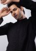 Black Embroidered Mens Kurta Pajama In Silk