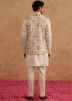 Cream Embroidered Kurta Pajama With Nehru Jacket