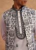 White Embroidered Men Kurta Pajama With Nehru Jacket