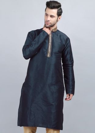 Blue Embroidered Readymade Kurta