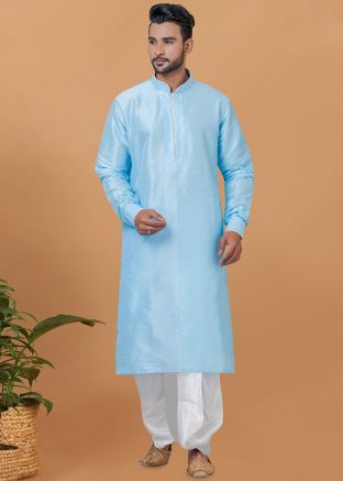 Readymade Blue Mens Dhoti Kurta Set