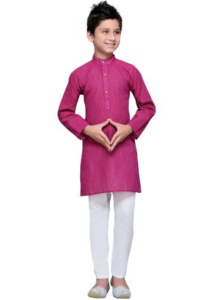 Readymade Magenta Kids Kurta Pajama in Cotton