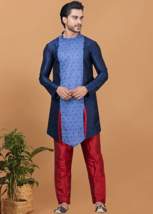 Blue Digital Printed Kurta Pajama