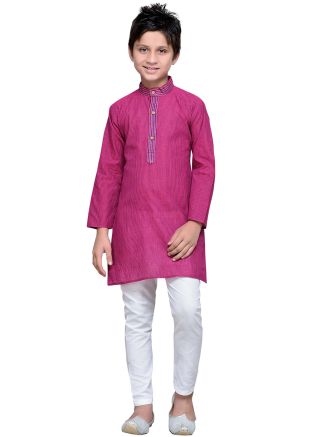 Readymade Magenta Kids Kurta Pajama in Cotton