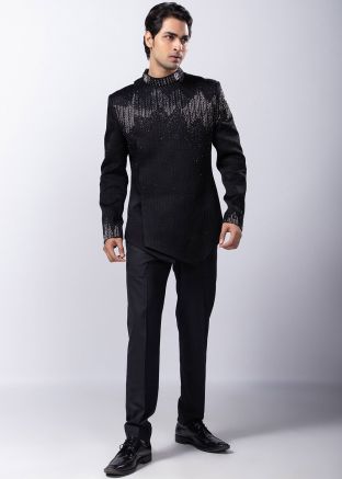 Black Embellished Bandhgala Jodhpuri Suit