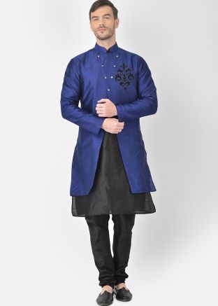 Black Mens Kurta Pajama & Jacket