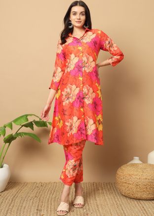Readymade Orange Floral Print Co-Ord Set