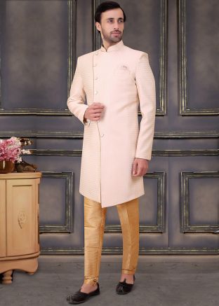 Pink Woven Indo Western Sherwani