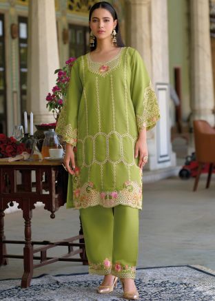 Green Cut Work Kurta Set