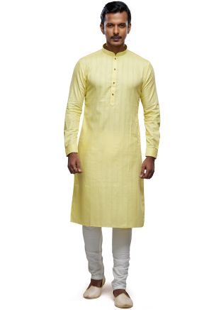 Yellow Kurta Pajama In Art Silk