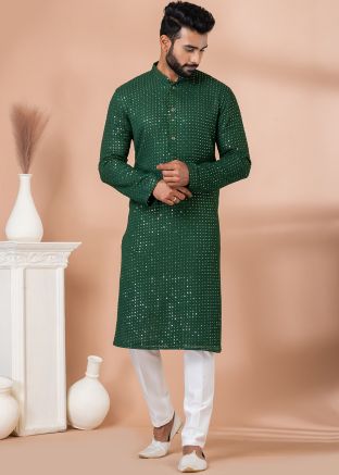 Green Embroidered Kurta Pajama