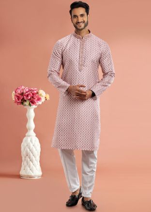 Purple Digital printed Mens Kurta Pajama