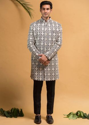 Black Embroidered Indo Western Sherwani