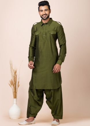 Readymade Green Pathani Suit For Men