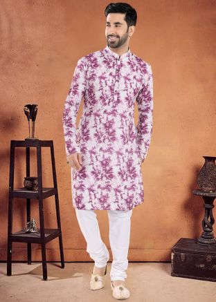 Readymade Purple Mens Cotton Kurta Pajama 