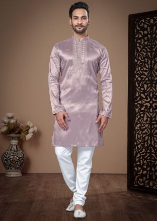 Purple Sequins Embroidered Kurta Pajama