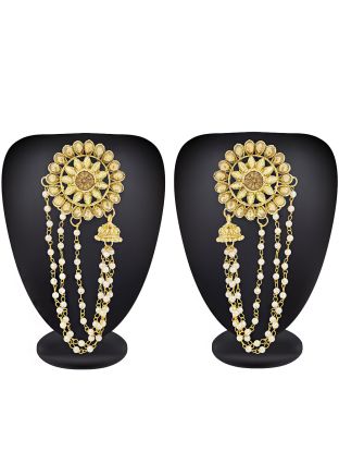 Golden Stone And Beads Studded Earrings