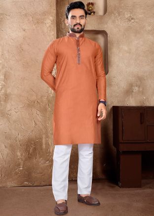 Readymade Orange Men Kurta Pant