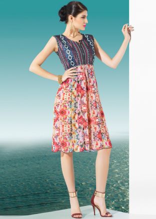 Multicolor Georgette Readymade Tunic