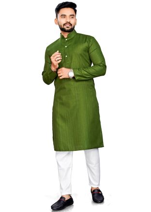 Green Men Kurta Pajama In Zari Work