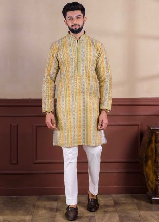 Multicolor Printed Kurta Pajama In Cotton