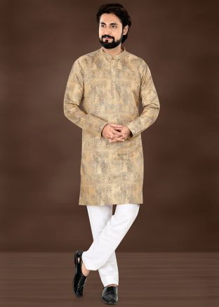 Grey Printed Rayon Kurta Pajama