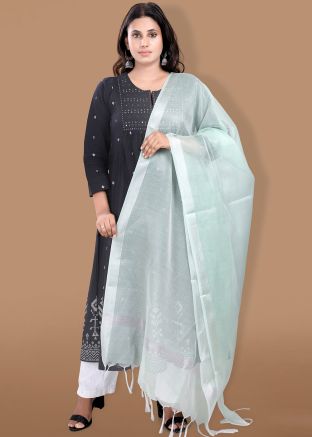 Green Kota Doria Woven Dupatta