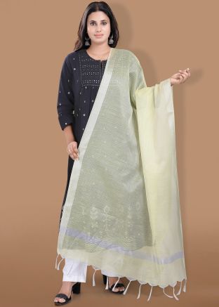 Yellow Kota Doria Woven Dupatta
