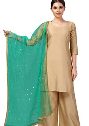 Green Color Net Embroidered Dupatta 