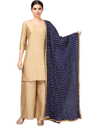 Navy Blue Color Art Silk Printed Dupatta 