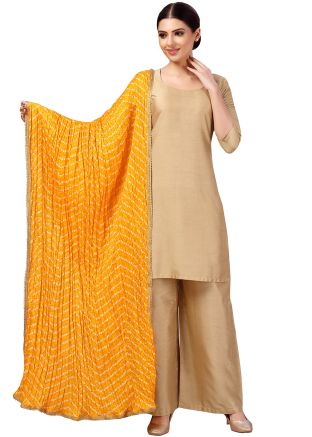 Yellow Color Art Silk Printed Dupatta 