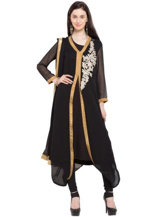 Black Readymade Georgette Suit